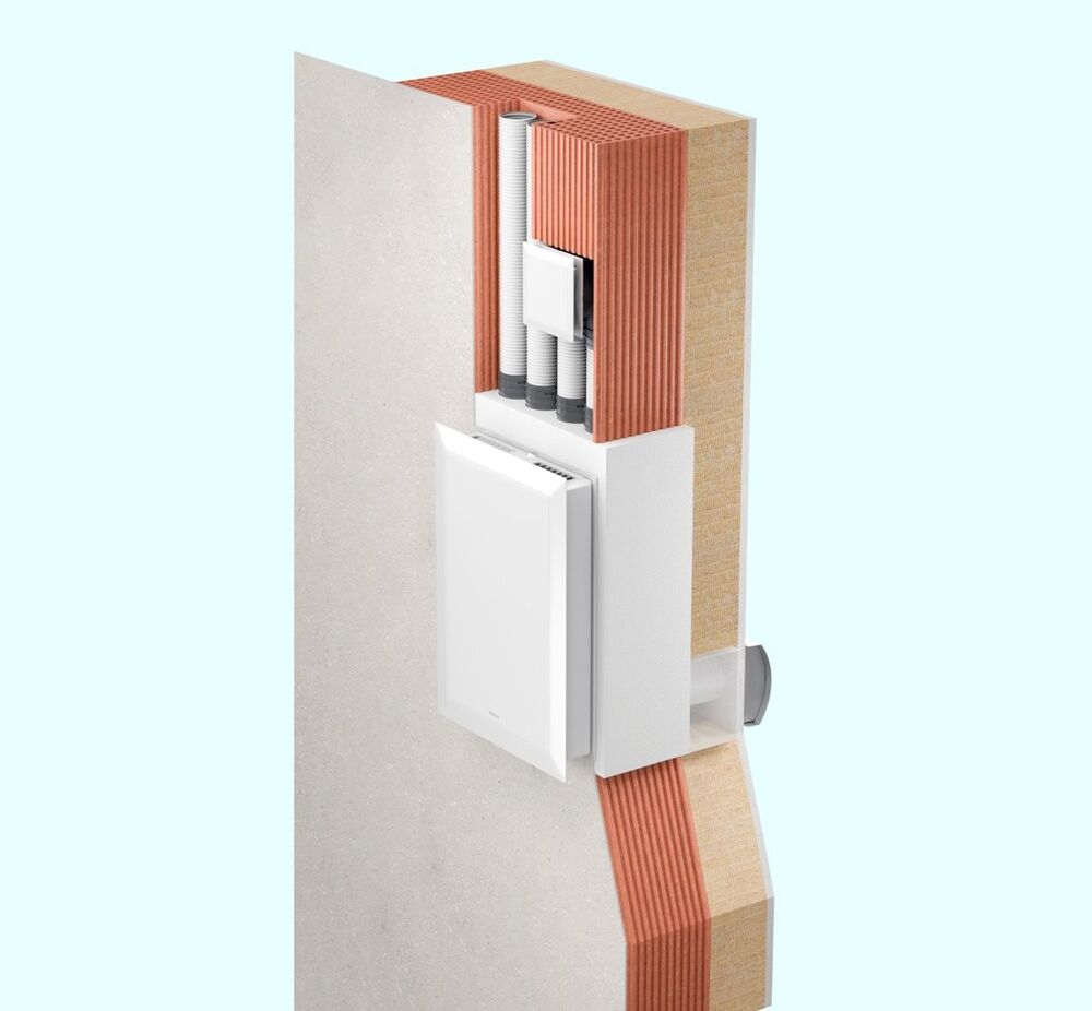 … oder teilwandintegriert installiert werden und ist dank Zweitraumanschluss flexibel als zentrale oder dezentrale Lösung einsetzbar.